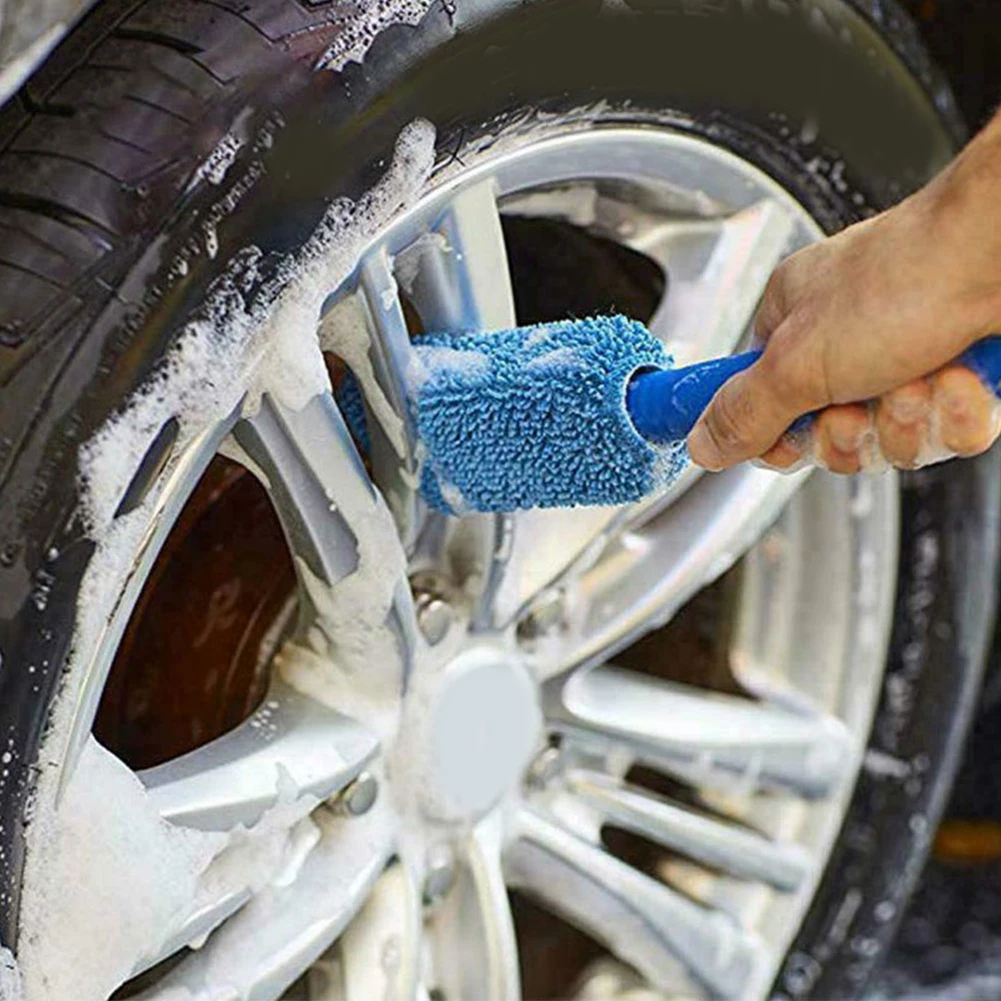Car Wash Super Brush Plush Car Wheel Cleaning Brush Tools Alloy Soft Bri... - £11.22 GBP