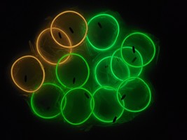 Set 12 vintage glow in the dark rubber bracelets individually packaged Rave - £5.67 GBP