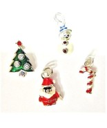 STERLING SILVER WINTER CHRISTMAS ENAMEL CHARMS- SANTA, SNOWMAN,CANDY CAN... - $11.88+