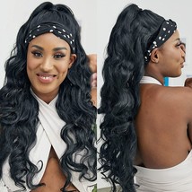 Headband wig human hair Wigs for black women Afro wig Black (18IN) - $58.04