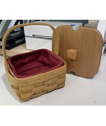 Longaberger Tarragon Booking Basket with Traditional Red Liner Wood Lid ... - $19.79