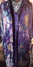 XL Kaftan Deep Purples and Floral Mucha Peacock Vintage Style Velvet Art... - $499.99