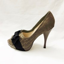 Adrienne Vittadini Collection Pumps Peep Platform Apple Taupe Croco Embo... - £34.99 GBP