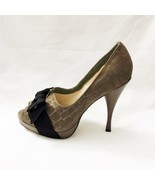 Adrienne Vittadini Collection Pumps Peep Platform Apple Taupe Croco Embo... - $60.24 CAD