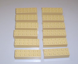 12 Used Lego 2 x 6 Tan Bricks 2456 - £7.80 GBP