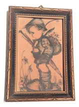 Original Hummel Little Boy Painting With Umbrella 4&quot; x 2 1/2&quot; - Western Germany - £5.47 GBP