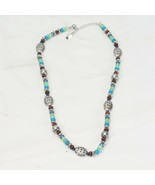 Chaps Necklace Beads Turquoise Brown Silver 18&quot; - $237.18 MXN