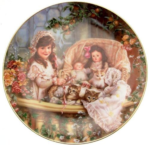 Bradford Exchange c1991 Reco Hearts and Flowers from Sandra Kuck Cats in The Cra - $34.53