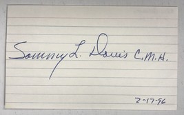 Sammy L. Davis Signed Autographed 3x5 Index Card - Medal of Honor - £20.10 GBP