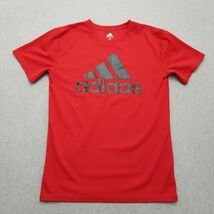 Adidas Shirt Youth Large Red Short Sleeve Crew Neck Boys Kids Logo - €14,47 EUR