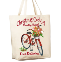 Christmas Cookies Bicycle Gingerbread 12 oz Cotton Canvas Tote Bag, Reus... - $17.77