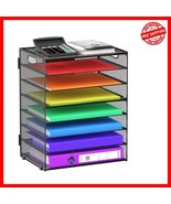 Compact 8-Tier Mesh Paper Organizer with Non-Slip Base – Modern Office E... - $752.39 MXN