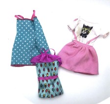 Barbie Doll Clothing Lot 3 Pieces - Cat Dress, Ice Cream Skorts, Bath Robe - £7.99 GBP