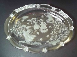 Mikasa oval candy server dish embossed frosted Holiday Lights ANGELS Christmas - £5.94 GBP