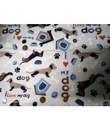 I Love my Dog Flannel Print Fabric 1 Yard 24 Inches - $2.97