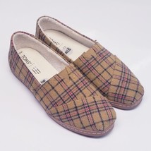 Toms Flats Womens Size9.5W Shoes Alpargata Tan Plaid Leather Wrapped FleeceLined - $20.95