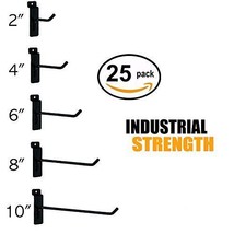 Black Slatwall Hooks Combo Pk of 25 Assorted Sizes(5) of Ea 2&quot;,4&quot;,6&quot;, 8&quot; &amp; 10&quot; - £19.36 GBP