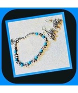 New Beauty “Elephant” Turquoise Bead Bracelet &amp; Earrings Set - $152.31 MXN