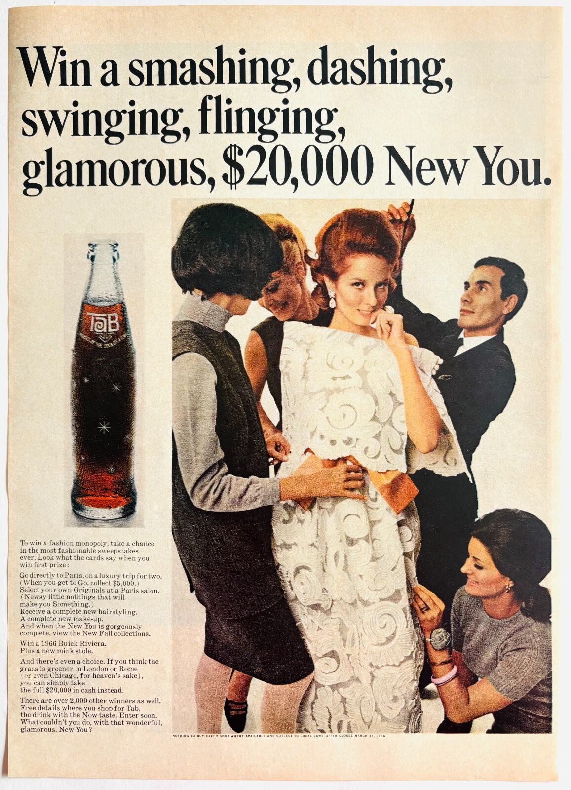 1966 Tab Cola Advertisement Vintage Soda Pop Soft Drink Coke Sweepstakes DWYY4 Item image 2