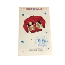 Vintage Knit O Graf Pattern Boys Girls Cardigan Dog 930 Sweater Size 4 6 8 10 - £18.67 GBP