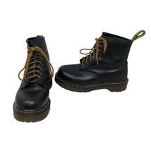 VTG Dr. Martens Doc Lace Up Black Leather Boots Size 9 Made In England Air Wait - £178.60 GBP