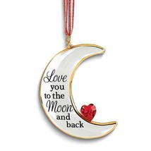 Glass Baron LOVE YOU TO THE MOON AND BACK with Red Crystal Heart Glass Ornament - $45.47 CAD