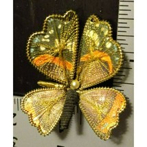 Butterfly Pin Brooch 1960&#39;s Gold Yellow VTG Dainty Fairy Woven Boho - $8.58