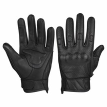 Men&#39;s Premium Leather Perforated Motorcycle Gloves Premium Biker Glove - £21.86 GBP