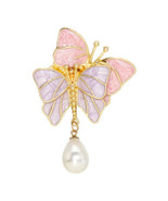 Pink Butterfly Lapel Collar Pin Corsage Brooch Women Jewelry Peral Gril ... - £7.58 GBP