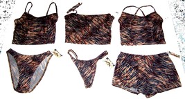 Bikini Bay Tawny Tiger Print Swimsuit Separates Create Your Own Tankini Sz S,M,L - £15.57 GBP+