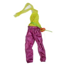 Vintage 1985 Barbie The Rockers Diva Neon Yellow Purple Halter Jumpsuit 2427 - £12.54 GBP