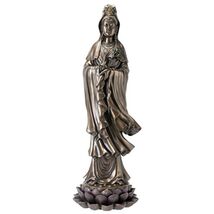 Kuan Yin Buddhist Bodhisattva of Compassion Guan Yin Standing on Lotus S... - $80.98