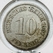 1907 A German Empire 10 Pfennig Coin - $8.90