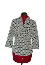 Alfani Blouse Women 3/4 Sleeve Side Zipper Size 2 Twist Front Cotton Blend - $27.73