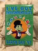 1997 Disney Jiminy Cricket Earth Day Environmentality Button Pin Collector Cast - £9.94 GBP