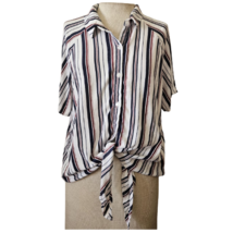 Striped Crop Short Sleeve Blouse Size Medium   - £19.72 GBP