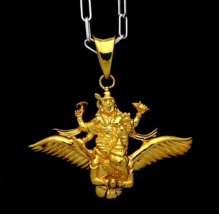 925 Sterling Silver Gold Polished Lord Garuda Pendant - £39.55 GBP