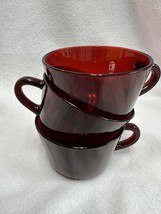 Anchor Hocking Set of 3 Vintage Royal Ruby Red Glass Coffee Tea Punch Cups - £5.52 GBP