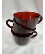 Anchor Hocking Set of 3 Vintage Royal Ruby Red Glass Coffee Tea Punch Cups - $6.93