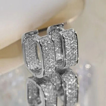 2.50 Carati Taglio Rotondo Creato IN Laboratorio Diamante Huggie-Hoop Orecchini - £107.41 GBP