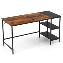 55 Inch Modern Industrial Style Study Writing Desk with 2 Storage Shelve... - $100.19