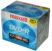 Maxell DVD-R 16x 4.7GB Recordable DVD in Slimline Jewel Case 20 Pack 051... - £14.06 GBP