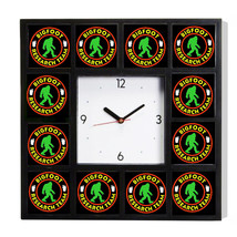 Bigfoot Yeti Sasquatch Research Team Clock with 12 surrounding images - $31.67