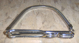 Used Vintage Silver Tone 2&quot; to 3&quot; Expand TIE BAR w/ Fine snake chain 1960s SWANK - £20.79 GBP