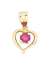 Ruby Solitaire Heart Pendant REAL SOLID 14 k Yellow Gold 1.1 g - £332.93 GBP