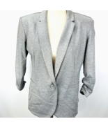 Style And Co Silver Metallic Blazer Sz M Jacket Gray 3/4 Sleeve Dress Ca... - $39.99