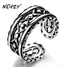 Erling silver new jewelry new woman ring retro hollow black opening size adjustable man thumb200
