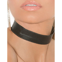 Leather Collar Snap Closure Plain Classic Choker 1&quot; Wide Black L9172 - $17.81