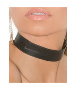 Leather Collar Snap Closure Plain Classic Choker 1&quot; Wide Black L9172 - £14.00 GBP