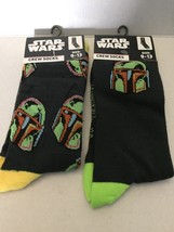 TWO NEW Star Wars Boba Fett Unisex Crew Socks Size 9-13 - €10,73 EUR